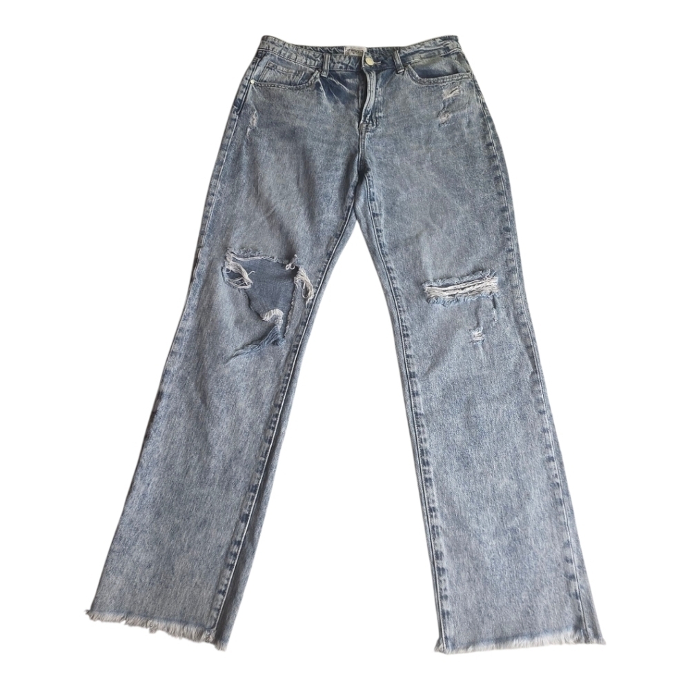 Insane Gene Distressed Straight Leg Raw Hem Jeans Size 7 / 27 Grunge Vibe